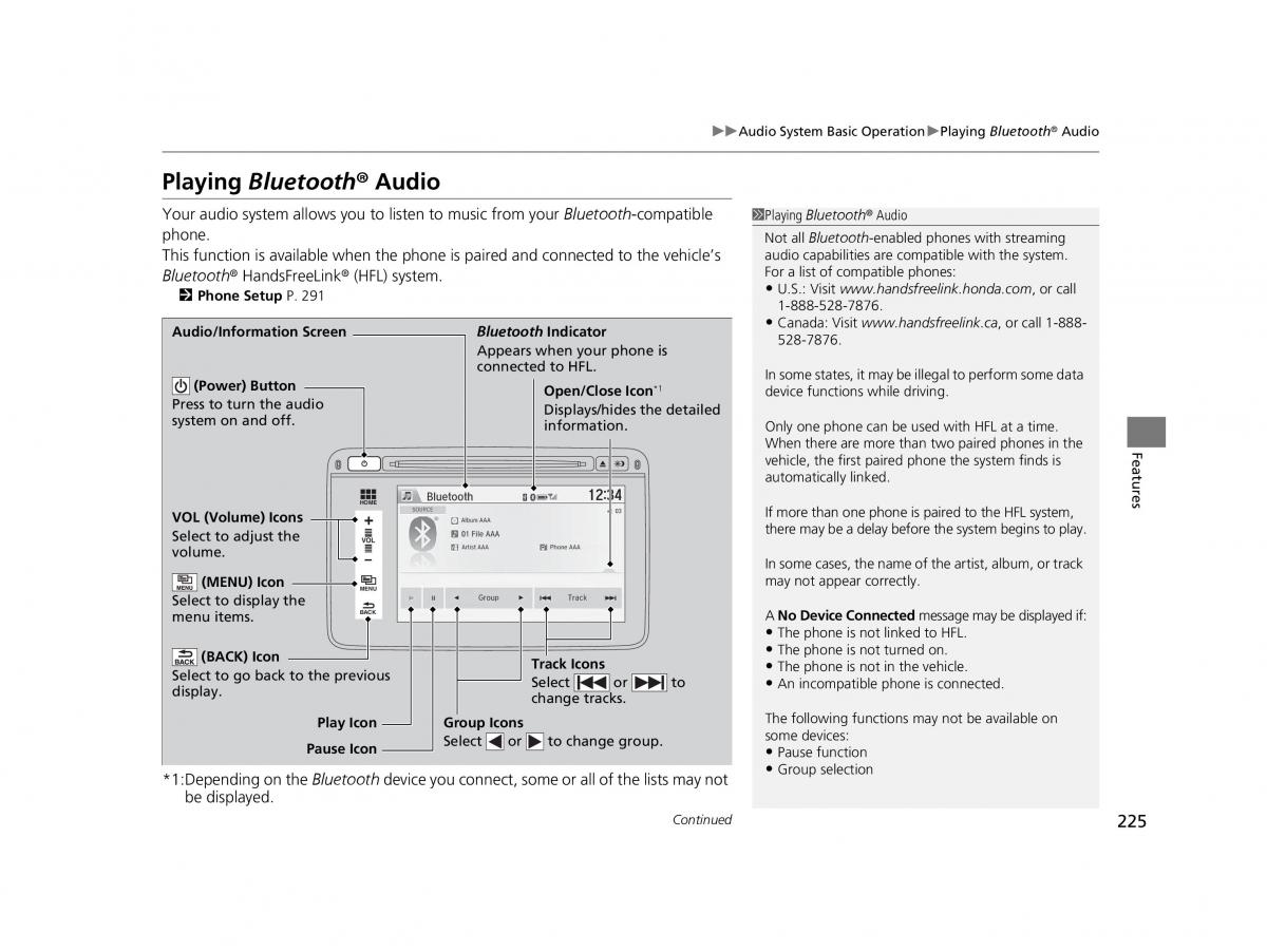 Honda HR V II 2 owners manual / page 226