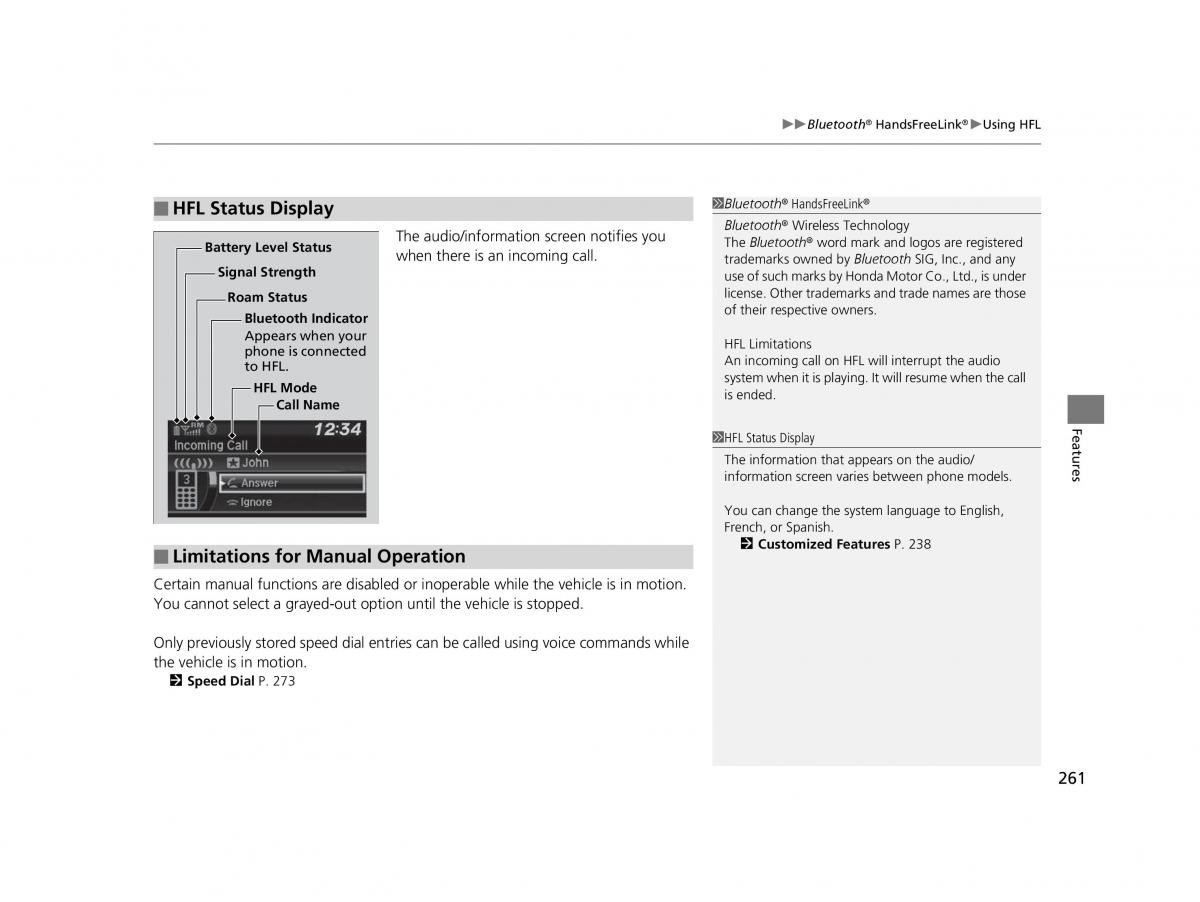 Honda HR V II 2 owners manual / page 262