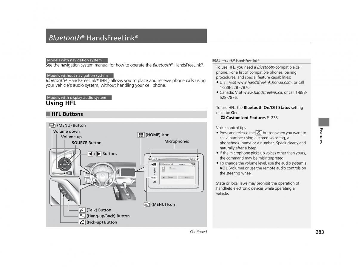 Honda HR V II 2 owners manual / page 284