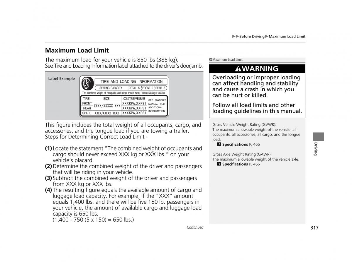 Honda HR V II 2 owners manual / page 318