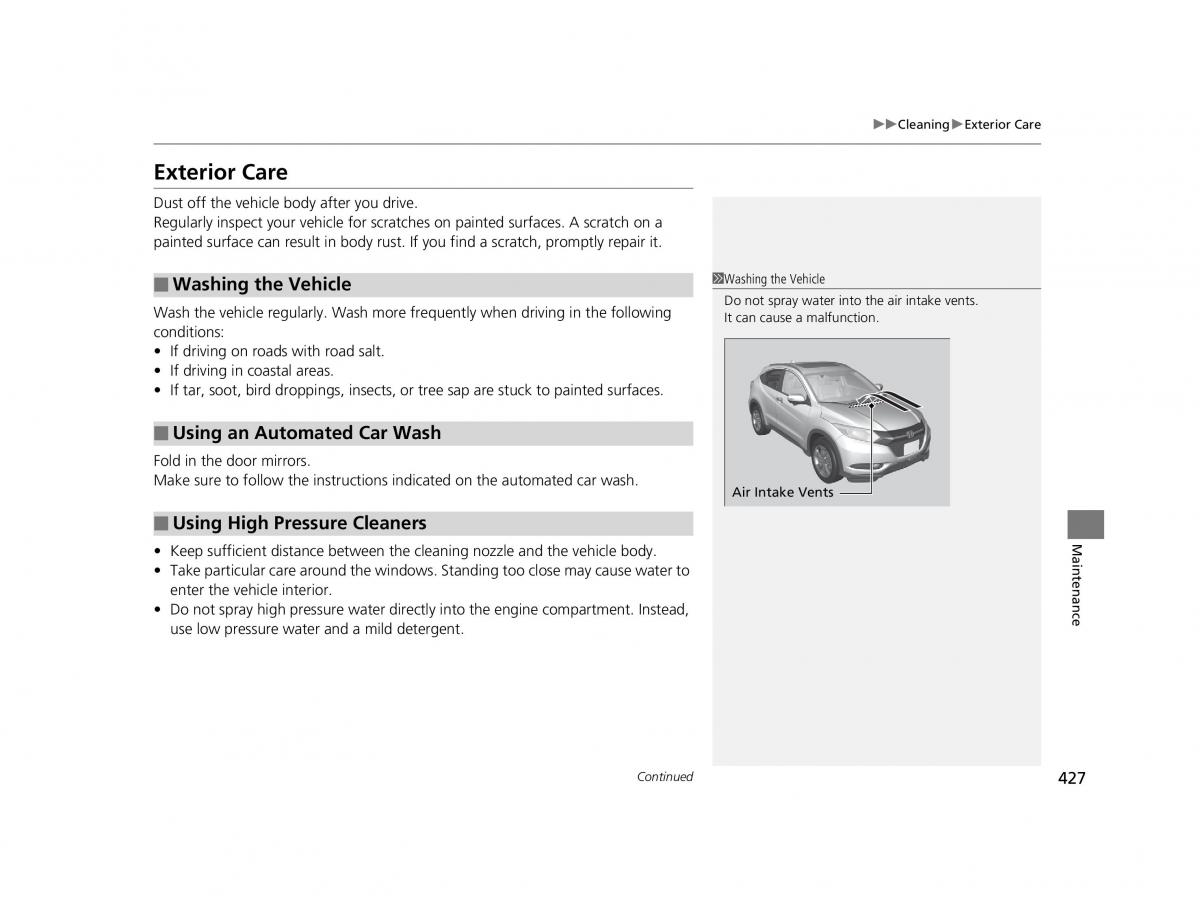 Honda HR V II 2 owners manual / page 428