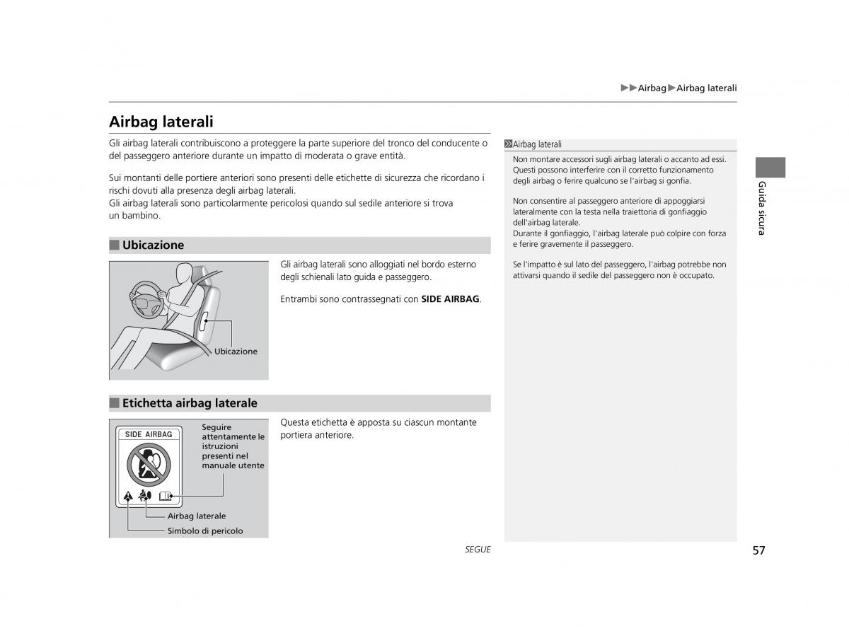 Honda HR V II 2 manuale del proprietario / page 58