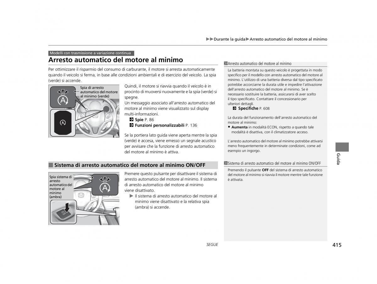 Honda HR V II 2 manuale del proprietario / page 416