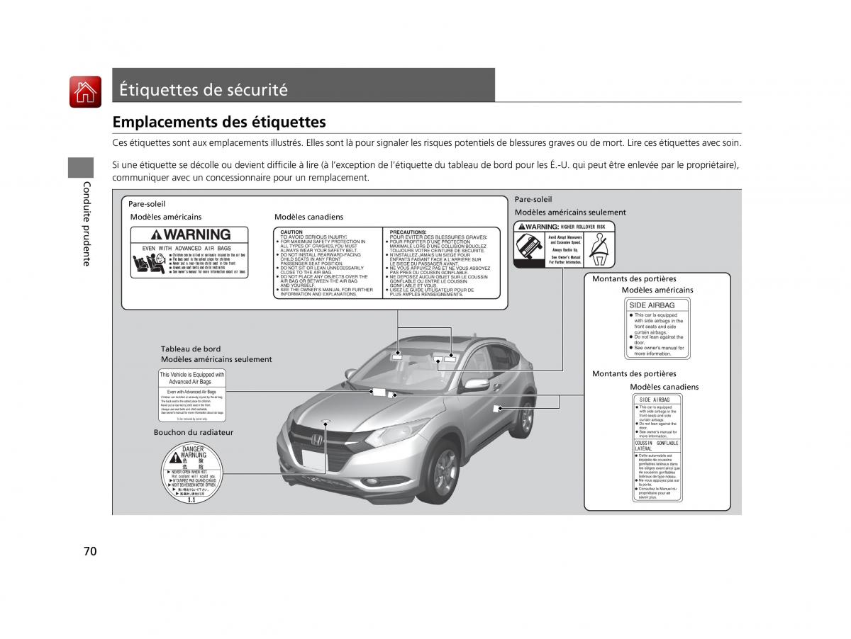 Honda HR V II 2 manuel du proprietaire / page 71