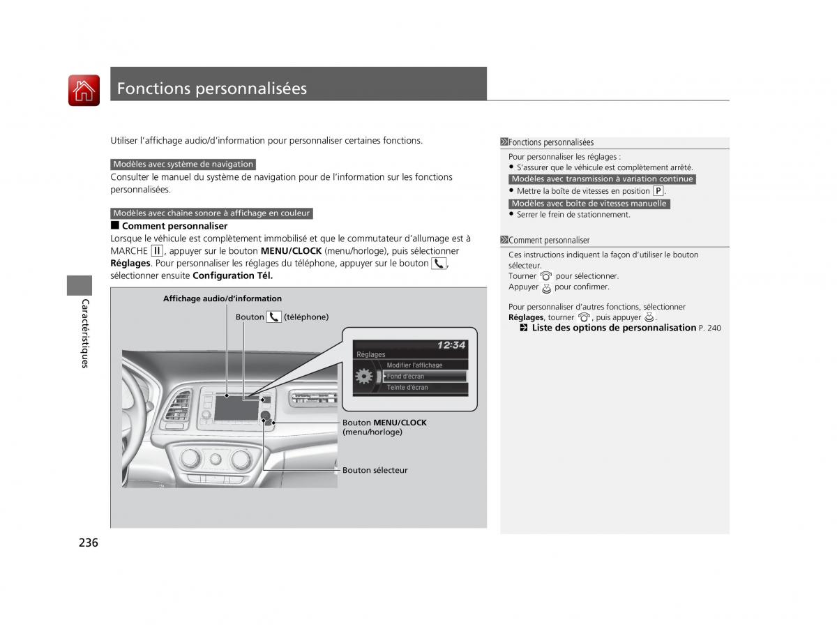 Honda HR V II 2 manuel du proprietaire / page 237