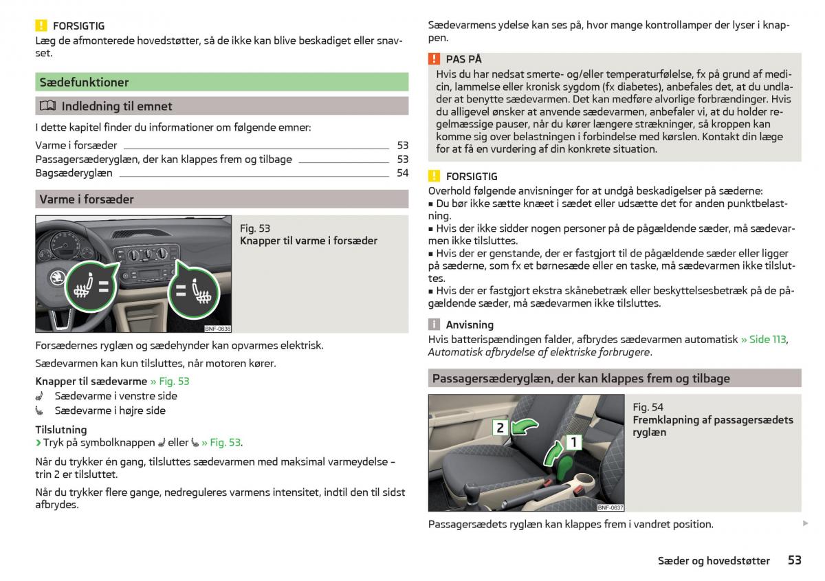 Skoda Citigo Bilens instruktionsbog / page 55