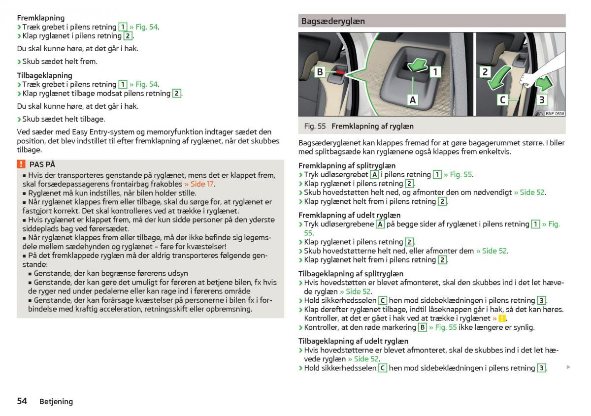 Skoda Citigo Bilens instruktionsbog / page 56