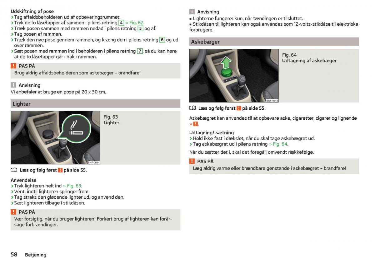 Skoda Citigo Bilens instruktionsbog / page 60