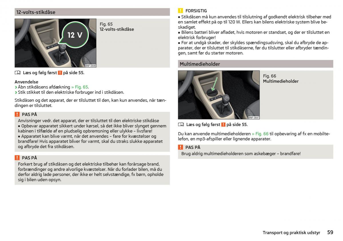 Skoda Citigo Bilens instruktionsbog / page 61