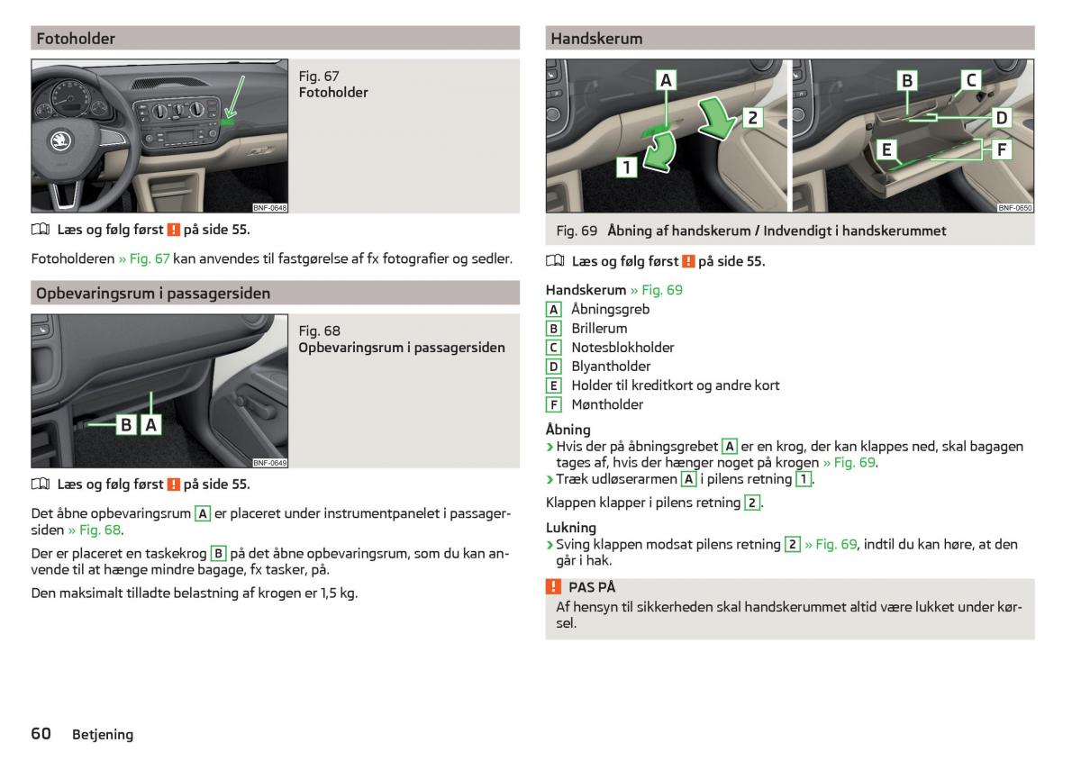 Skoda Citigo Bilens instruktionsbog / page 62