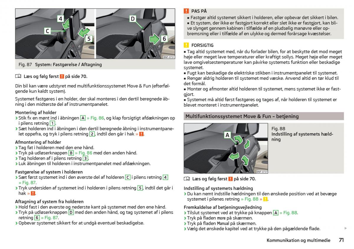 Skoda Citigo Bilens instruktionsbog / page 73