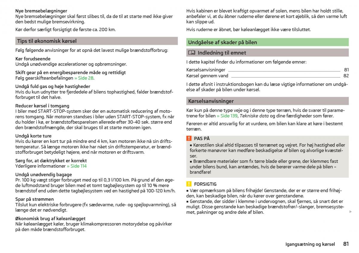 Skoda Citigo Bilens instruktionsbog / page 83