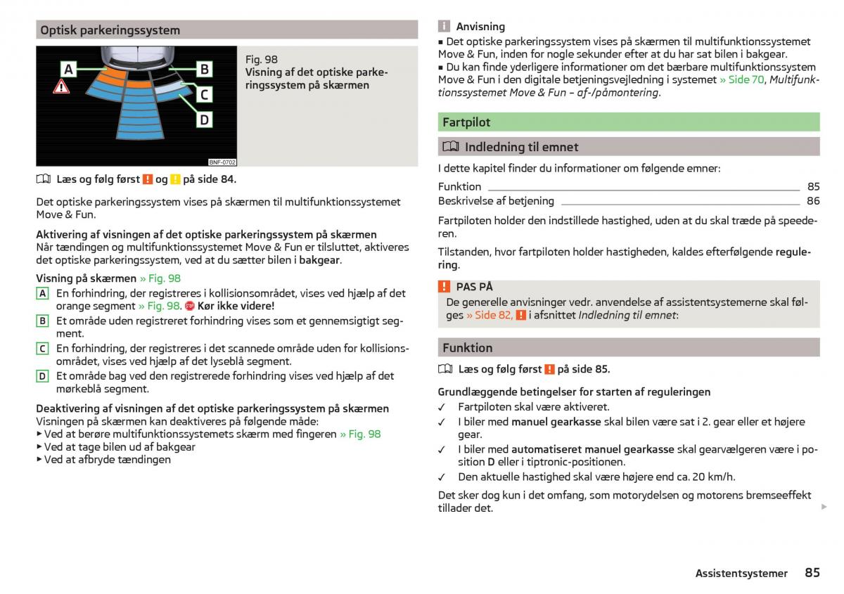 Skoda Citigo Bilens instruktionsbog / page 87