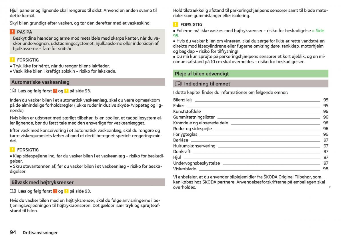 Skoda Citigo Bilens instruktionsbog / page 96