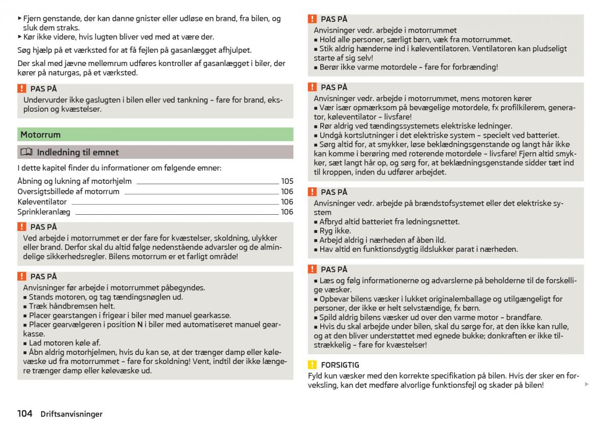 Skoda Citigo Bilens instruktionsbog / page 106