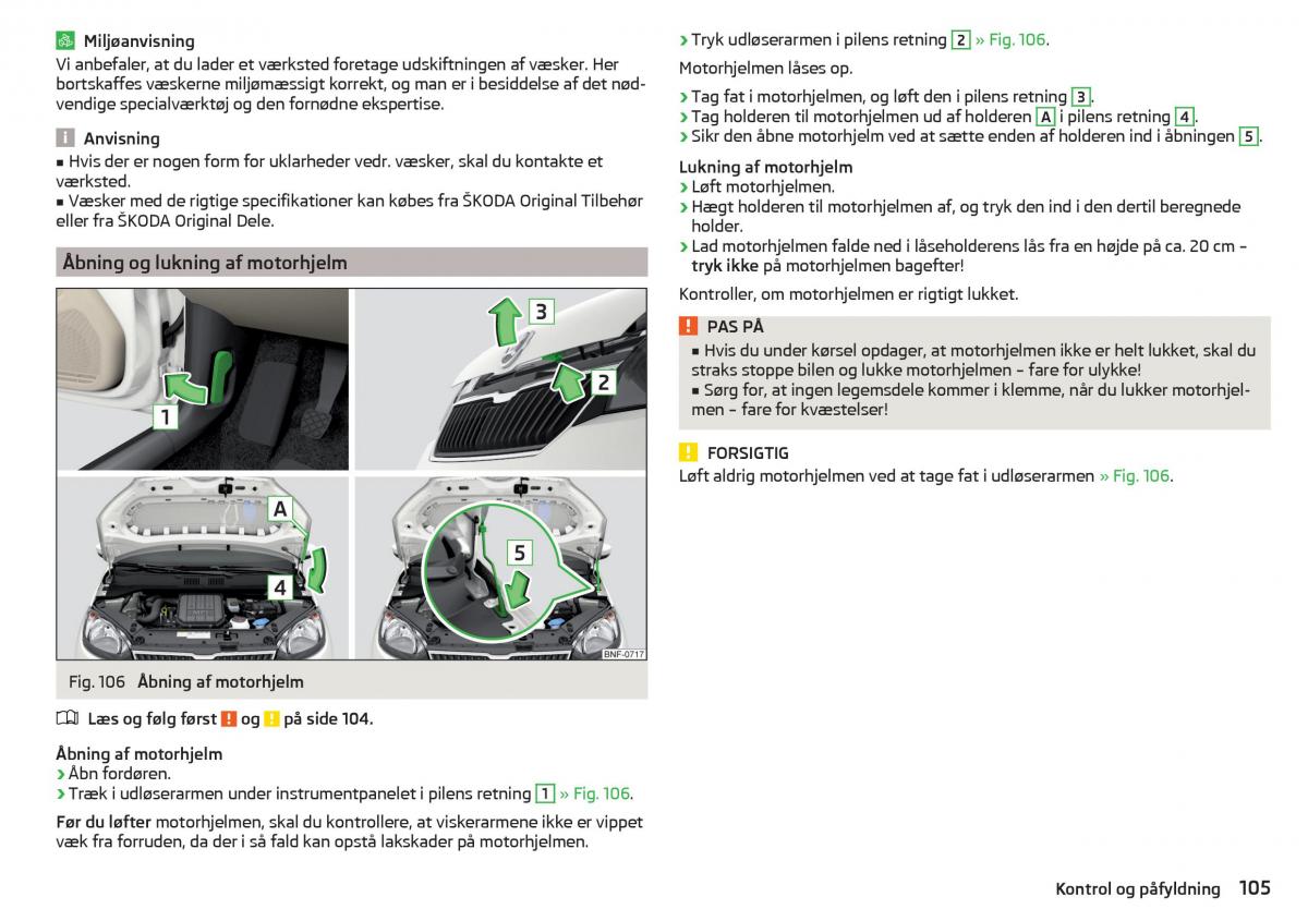 Skoda Citigo Bilens instruktionsbog / page 107