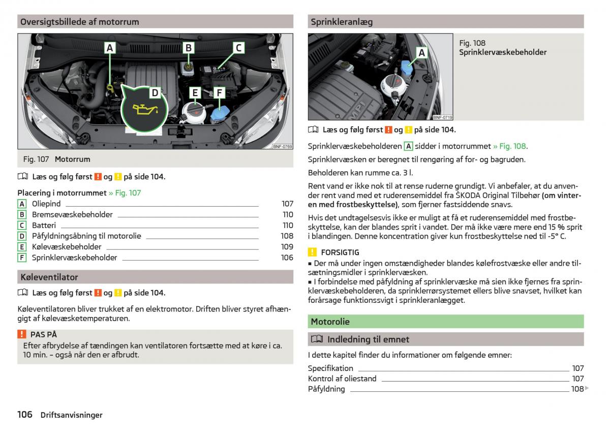 Skoda Citigo Bilens instruktionsbog / page 108