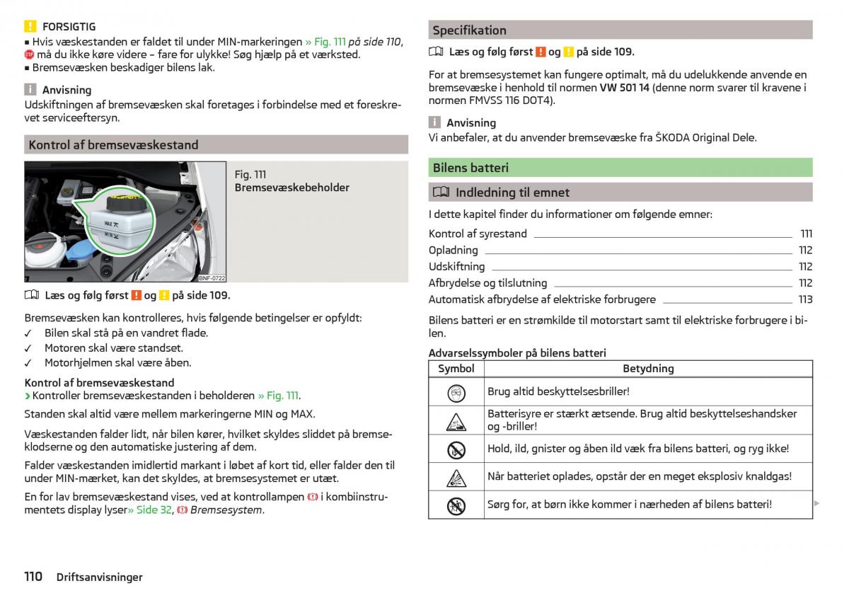 Skoda Citigo Bilens instruktionsbog / page 112