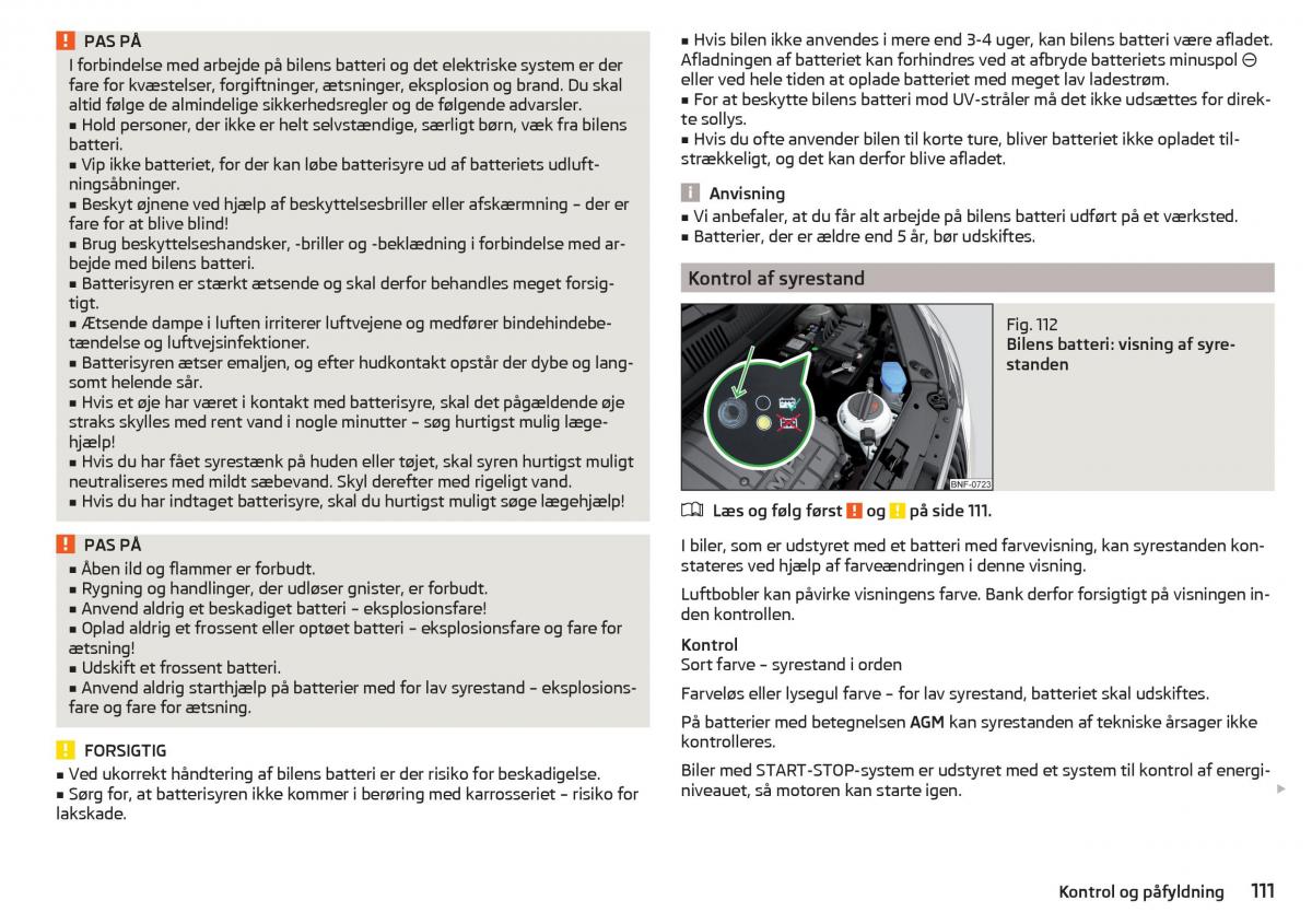 Skoda Citigo Bilens instruktionsbog / page 113