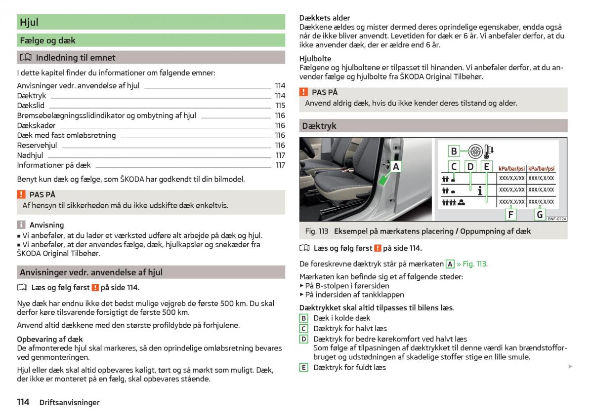 Skoda Citigo Bilens instruktionsbog / page 116