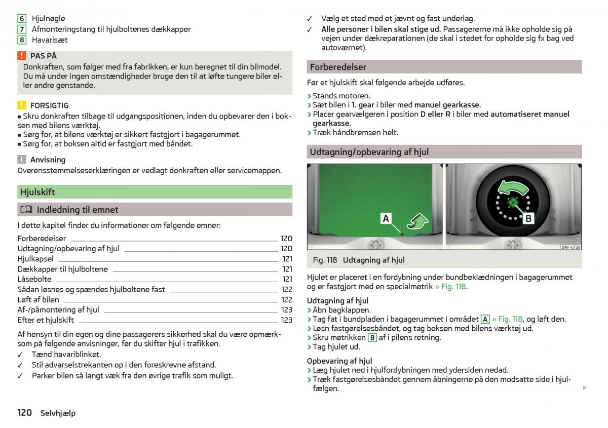 Skoda Citigo Bilens instruktionsbog / page 122