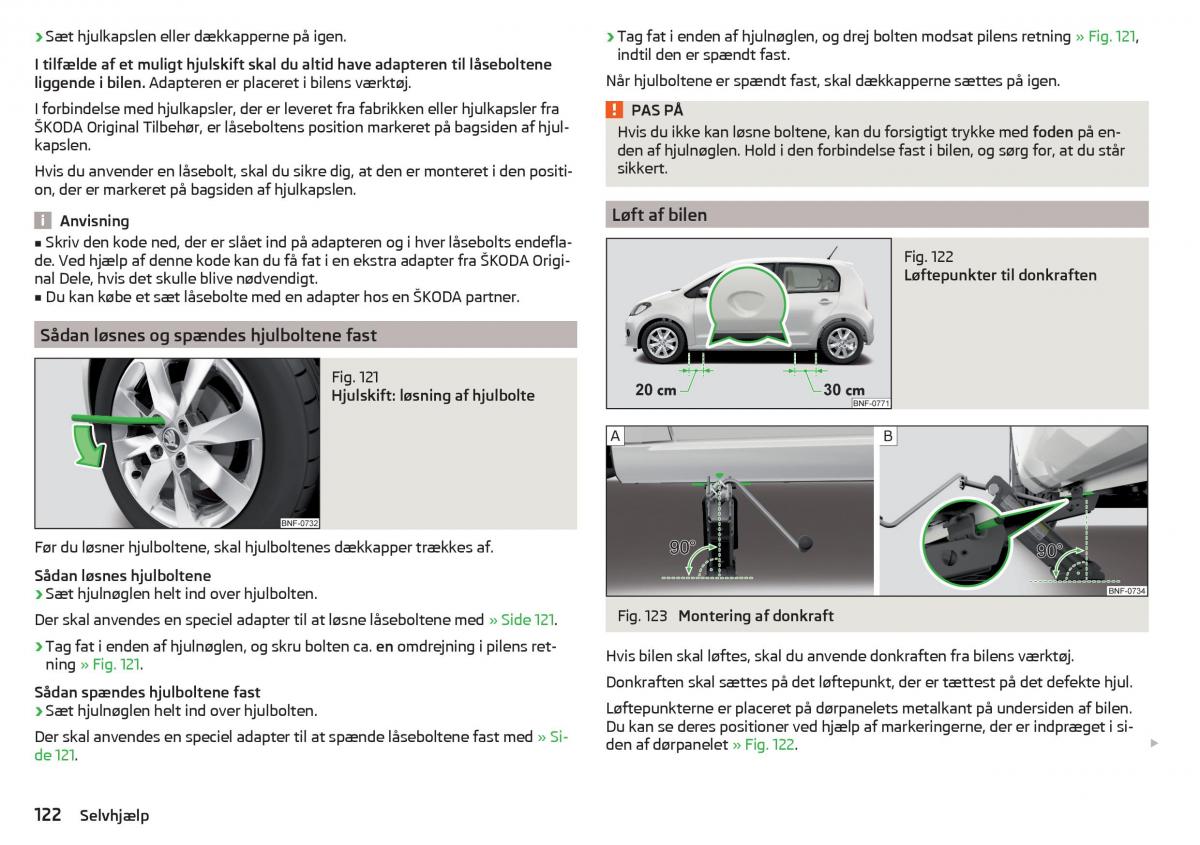 Skoda Citigo Bilens instruktionsbog / page 124