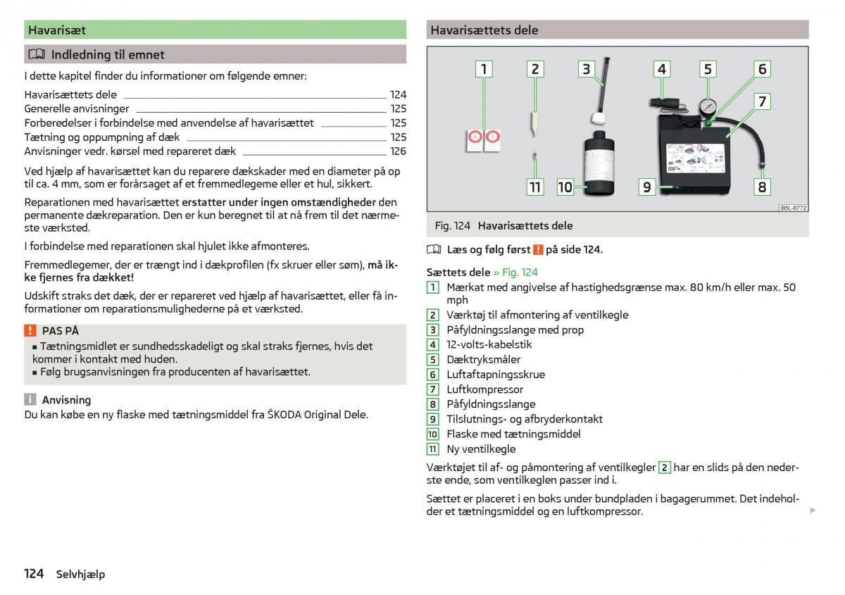 Skoda Citigo Bilens instruktionsbog / page 126