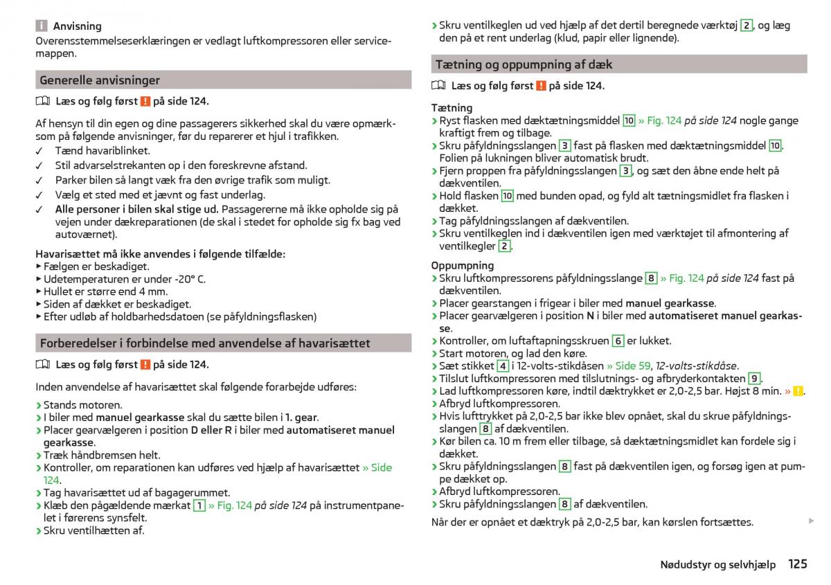 Skoda Citigo Bilens instruktionsbog / page 127