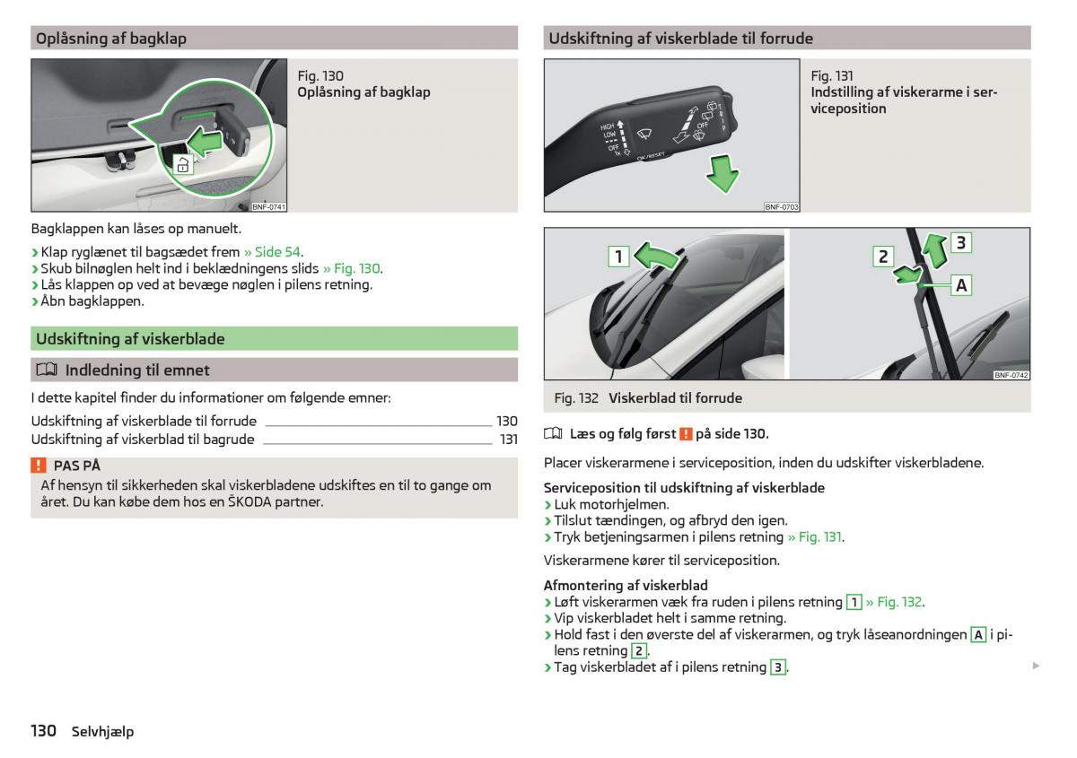 Skoda Citigo Bilens instruktionsbog / page 132