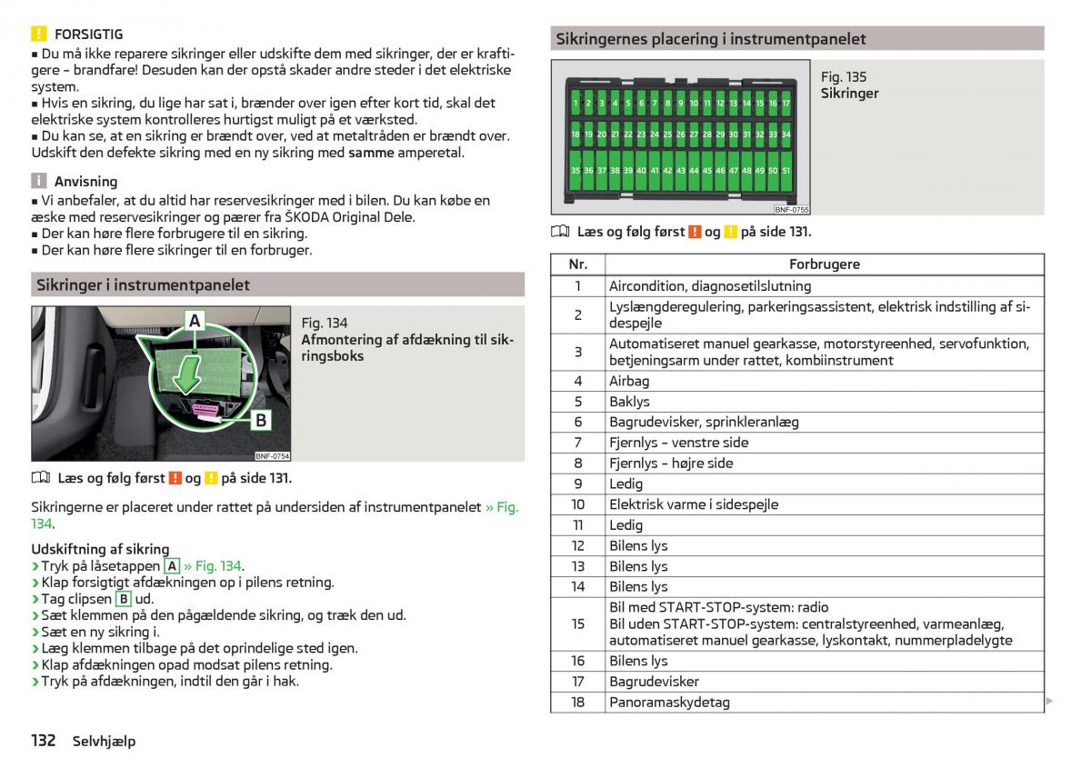 Skoda Citigo Bilens instruktionsbog / page 134