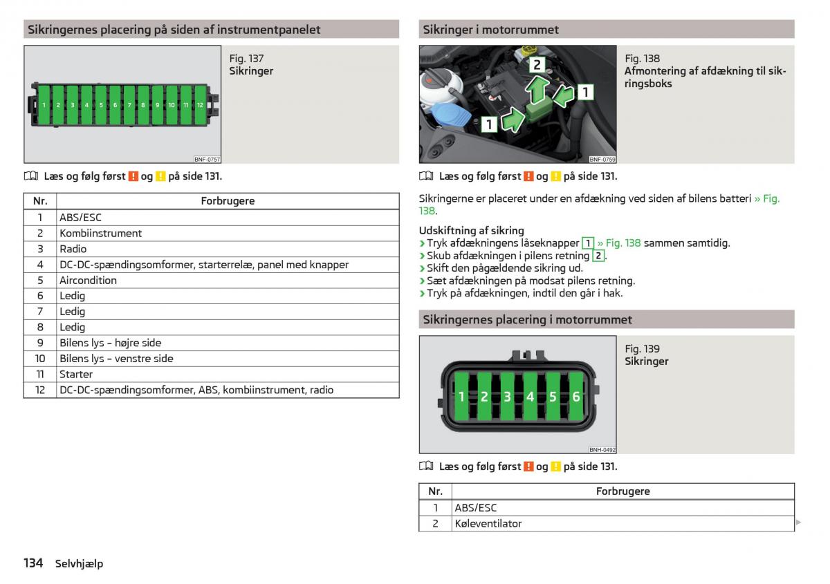 Skoda Citigo Bilens instruktionsbog / page 136