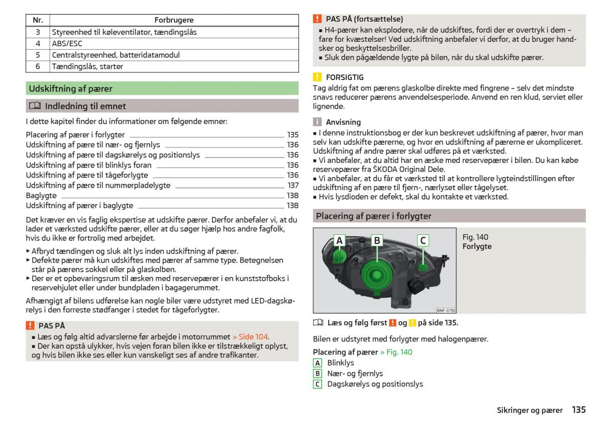 Skoda Citigo Bilens instruktionsbog / page 137