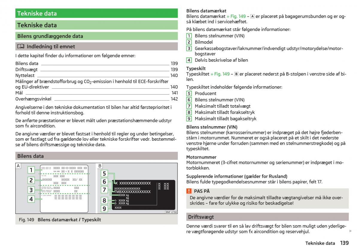 Skoda Citigo Bilens instruktionsbog / page 141