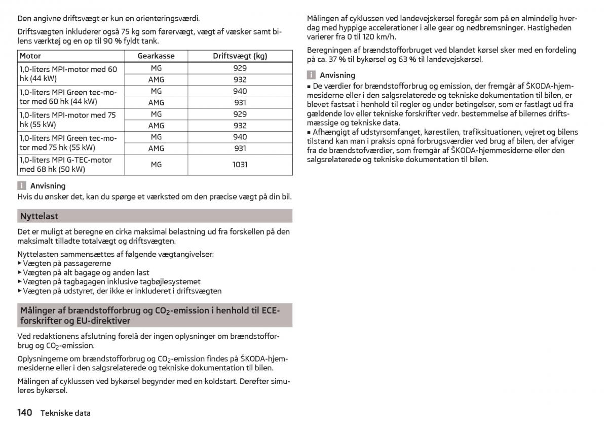 Skoda Citigo Bilens instruktionsbog / page 142