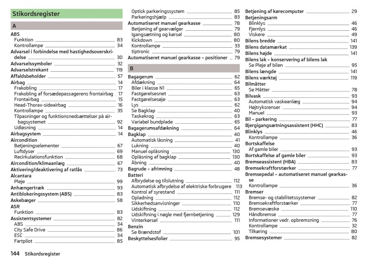 Skoda Citigo Bilens instruktionsbog / page 146