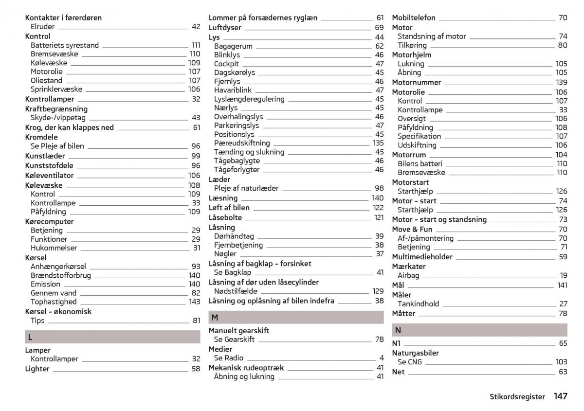 Skoda Citigo Bilens instruktionsbog / page 149