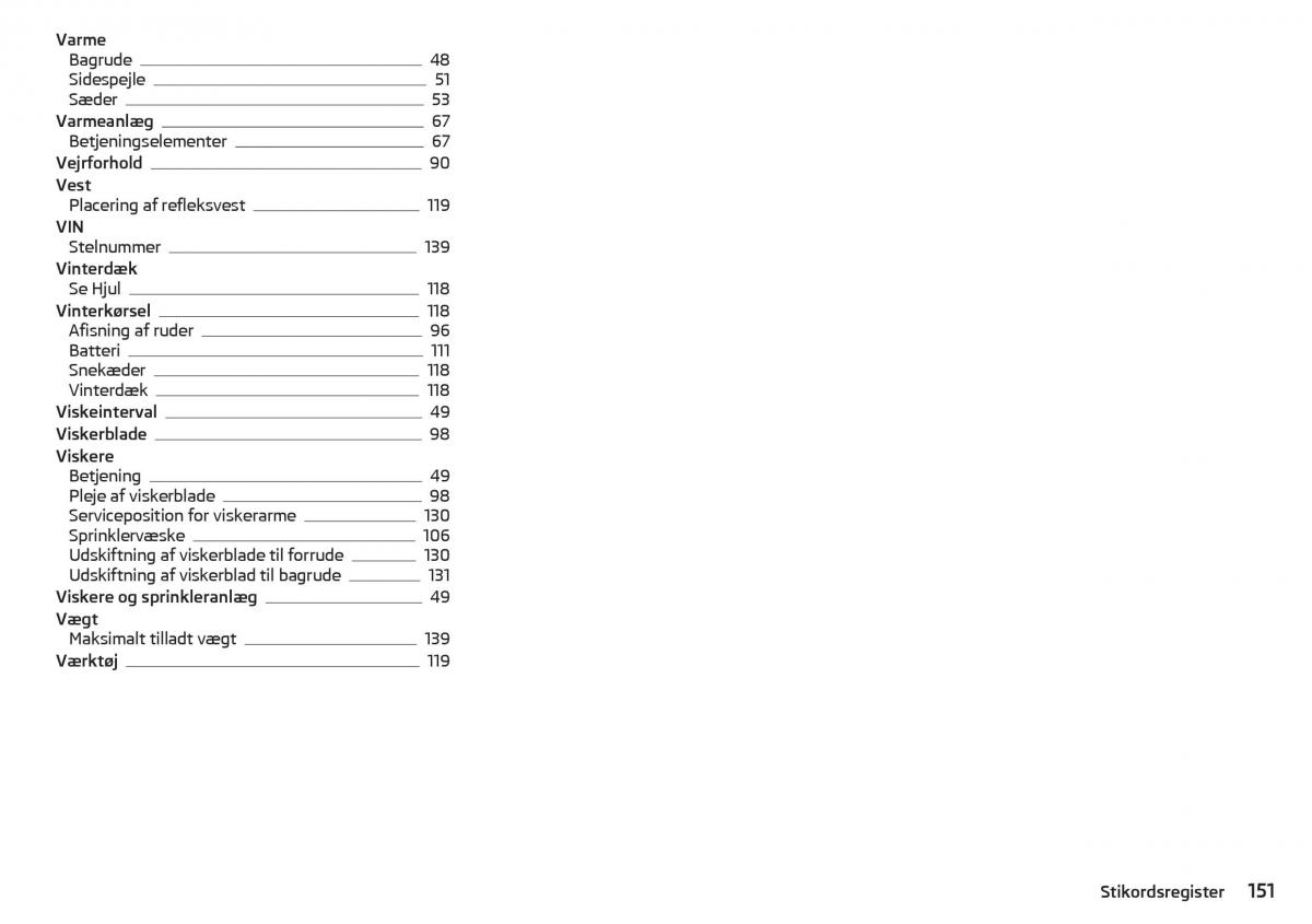 Skoda Citigo Bilens instruktionsbog / page 153