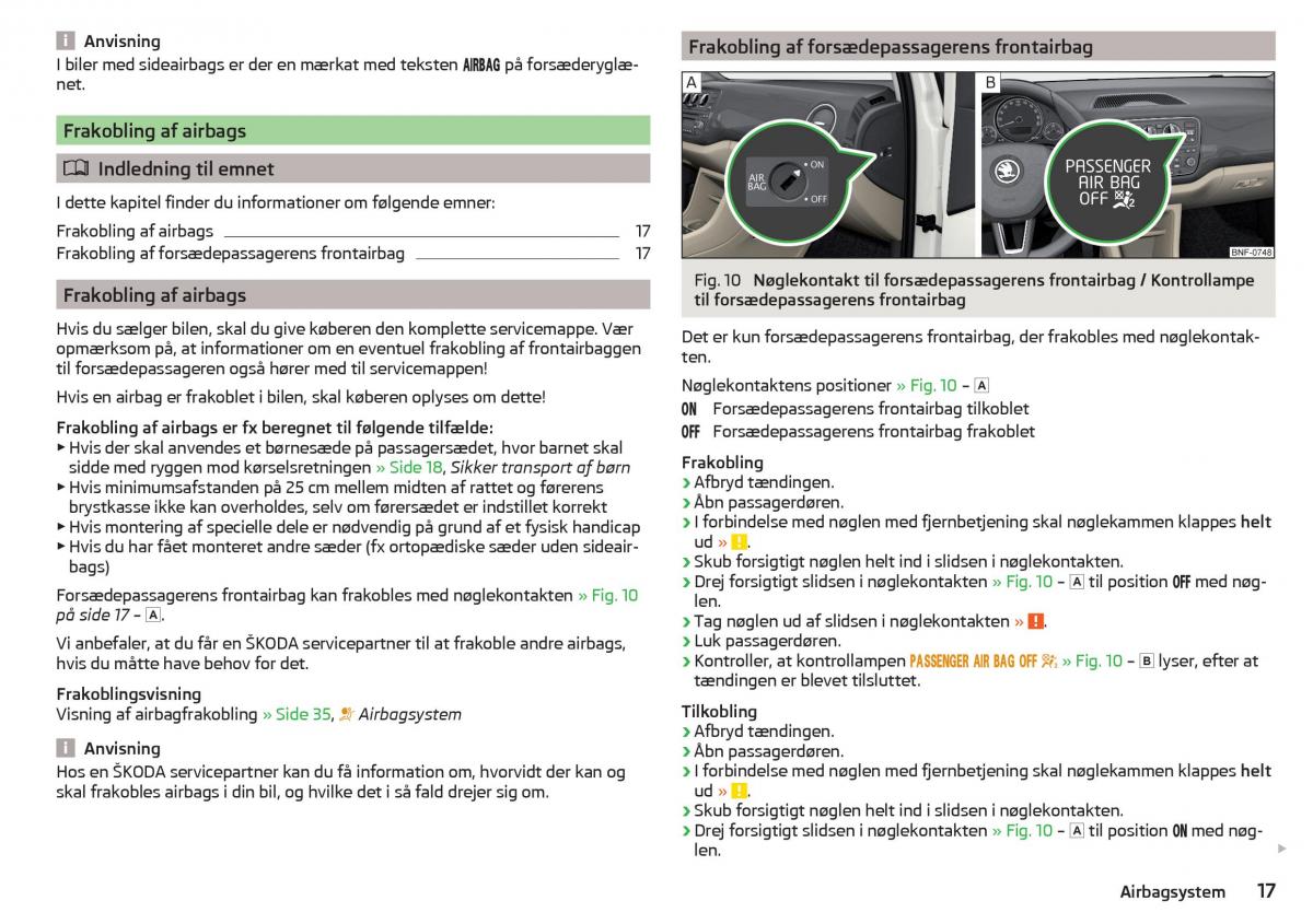 Skoda Citigo Bilens instruktionsbog / page 19