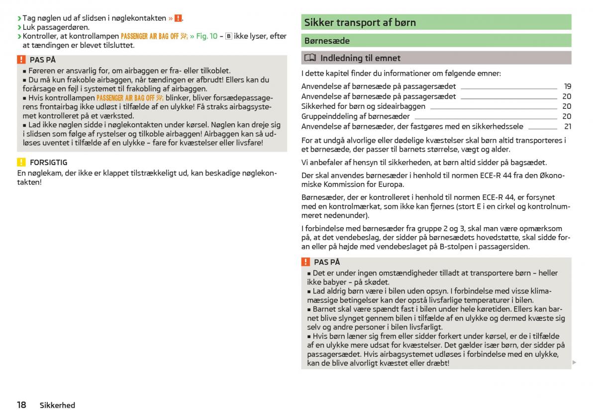 Skoda Citigo Bilens instruktionsbog / page 20