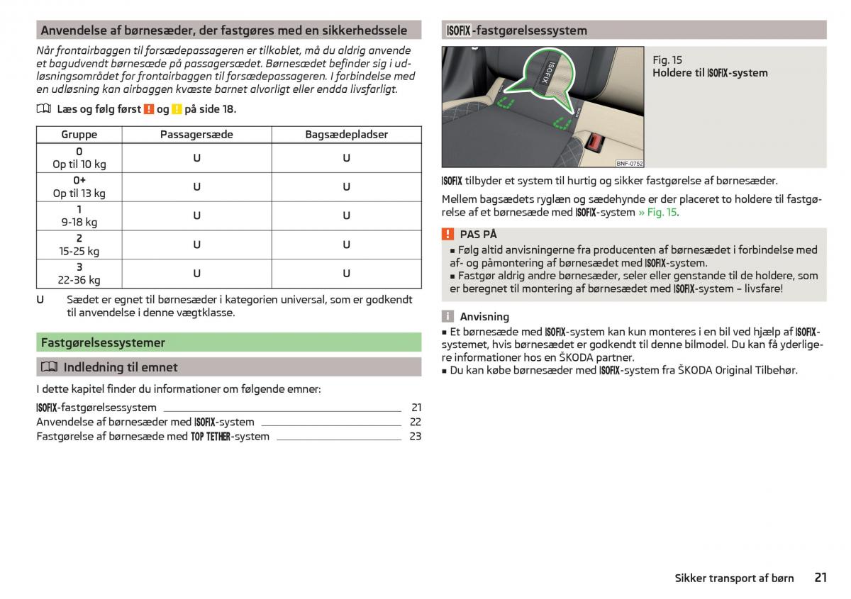 Skoda Citigo Bilens instruktionsbog / page 23