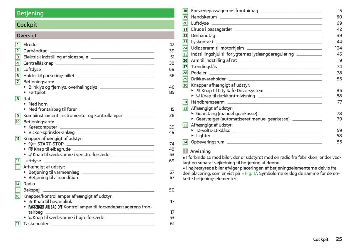 Skoda Citigo Bilens instruktionsbog / page 27