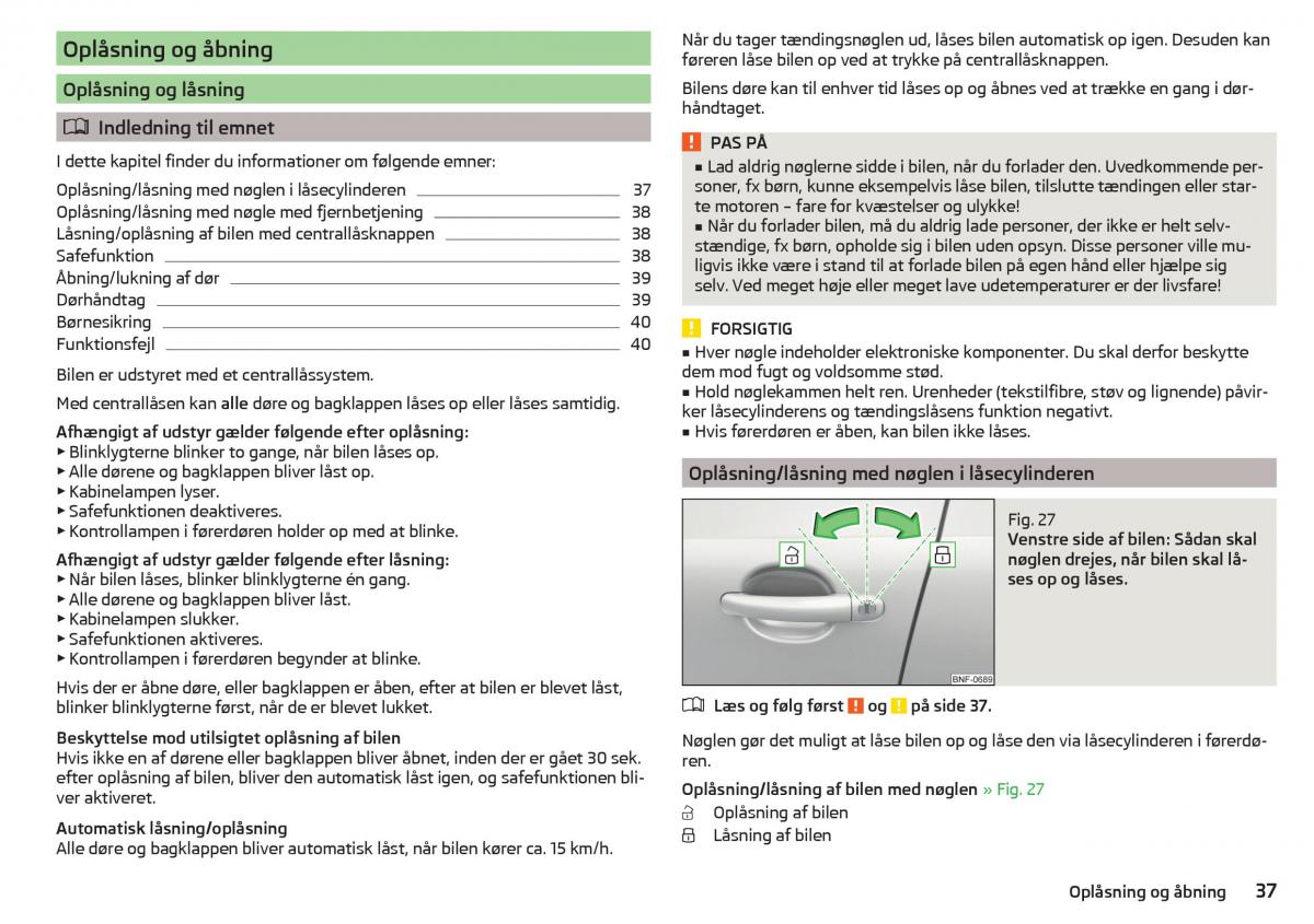 Skoda Citigo Bilens instruktionsbog / page 39