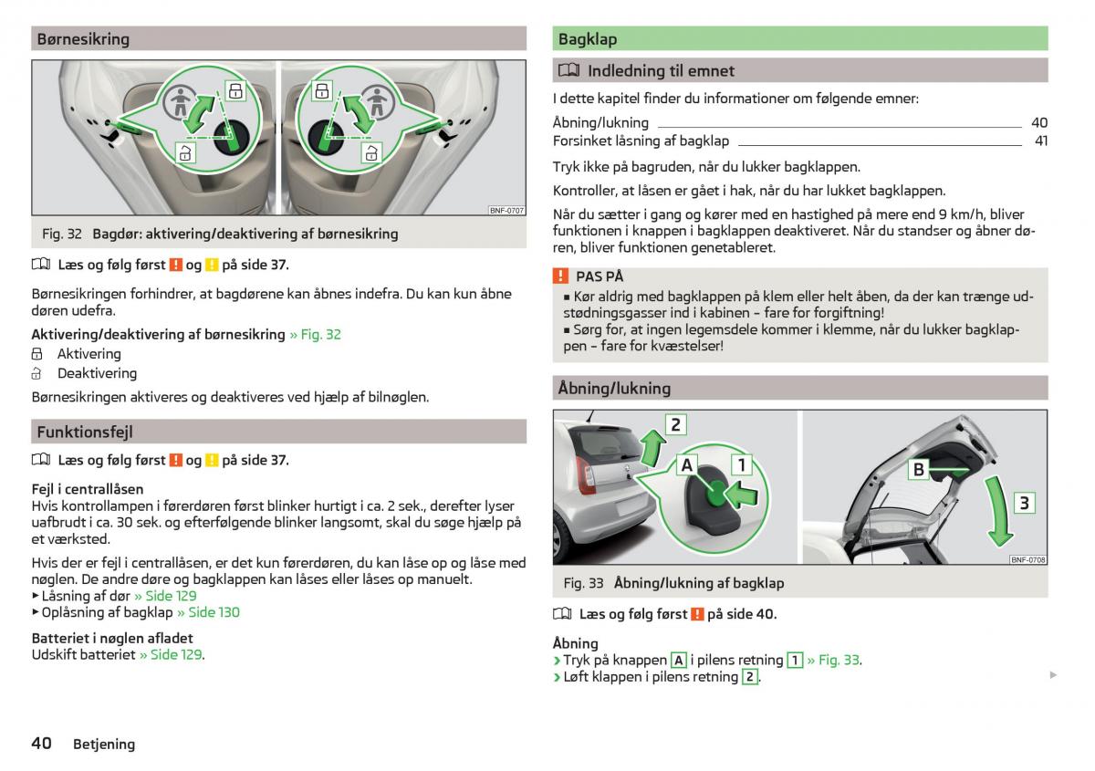 Skoda Citigo Bilens instruktionsbog / page 42