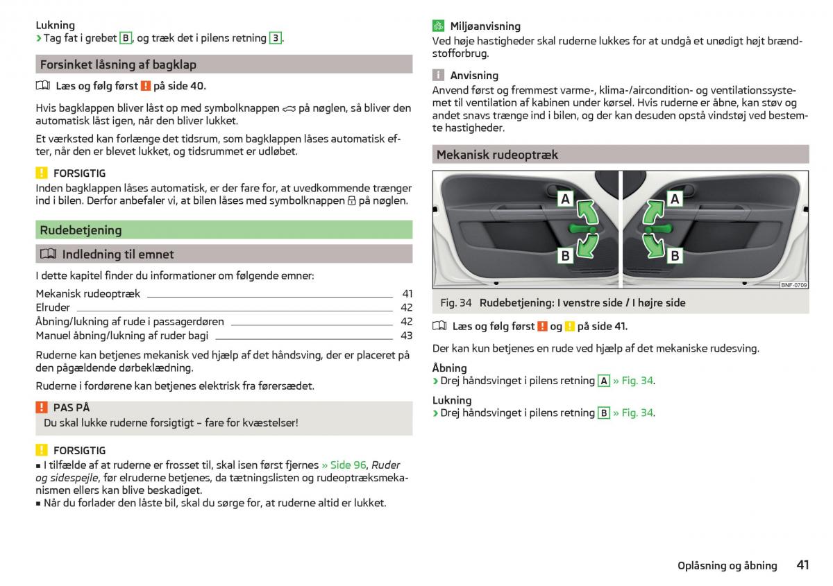 Skoda Citigo Bilens instruktionsbog / page 43