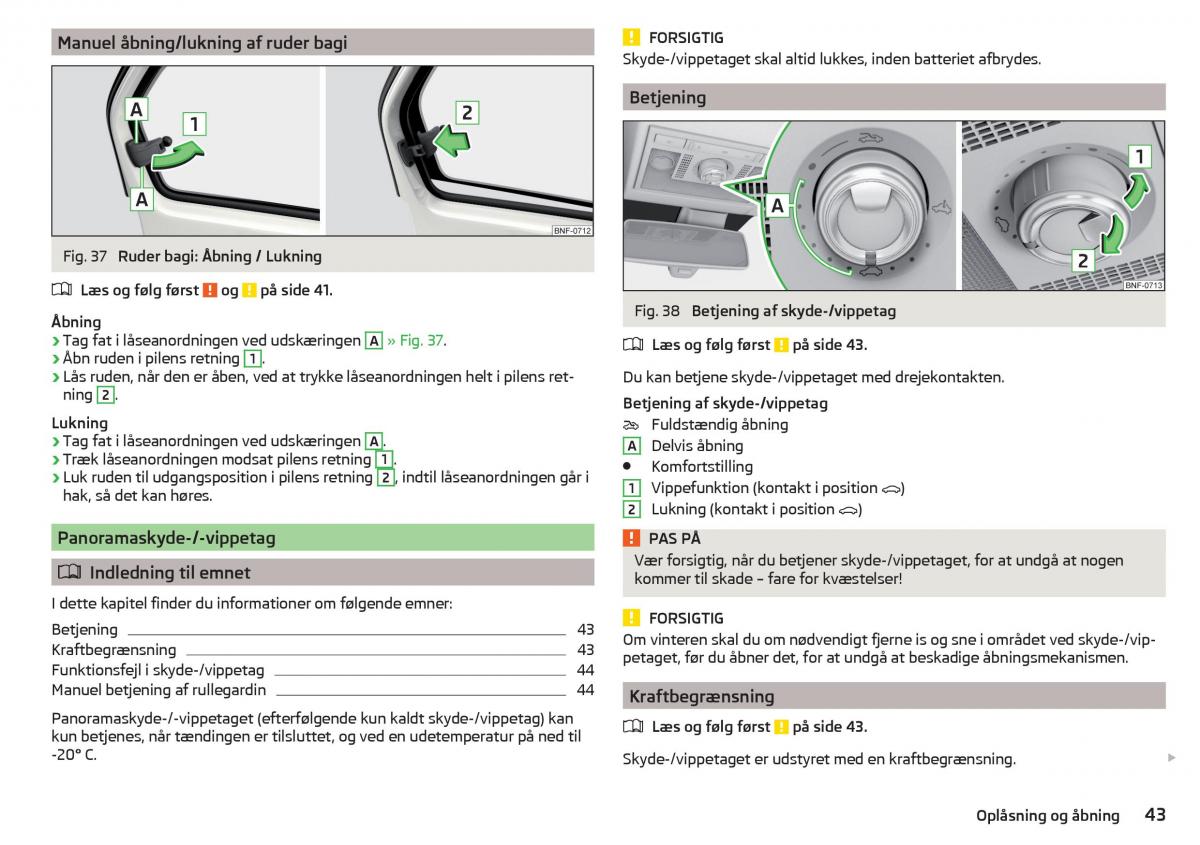 Skoda Citigo Bilens instruktionsbog / page 45