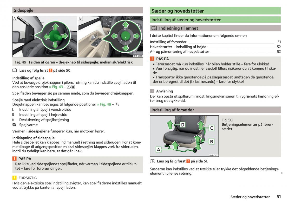 Skoda Citigo Bilens instruktionsbog / page 53