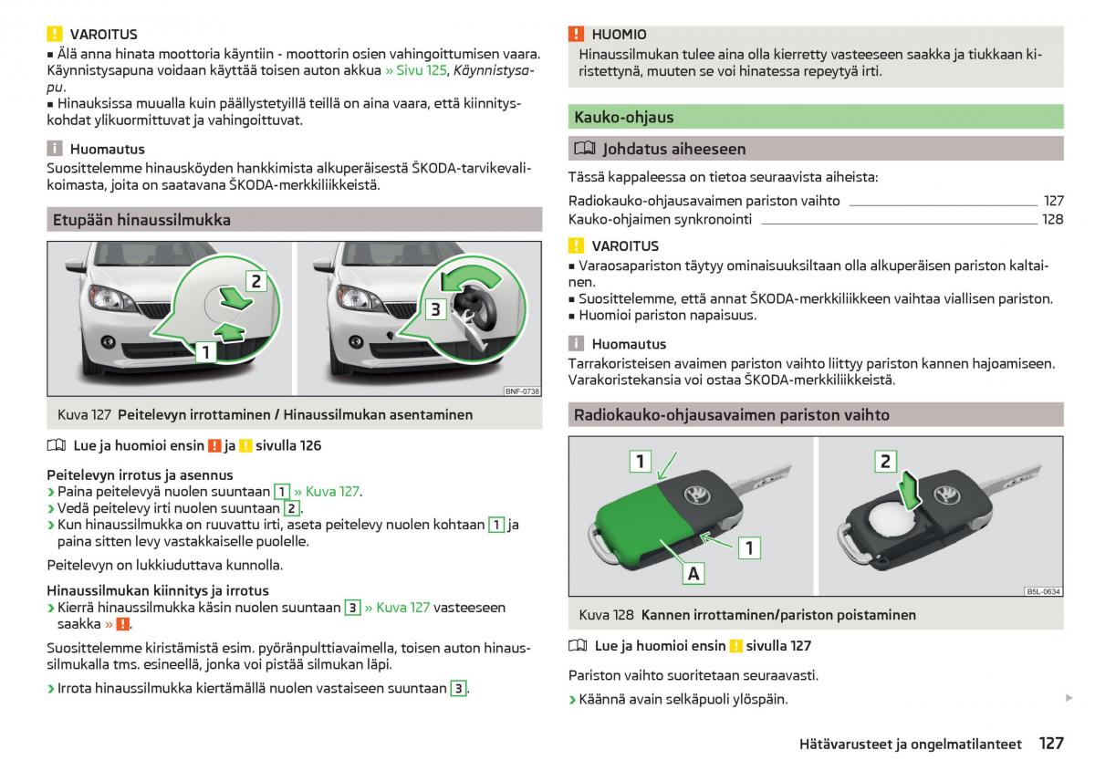 Skoda Citigo omistajan kasikirja / page 129