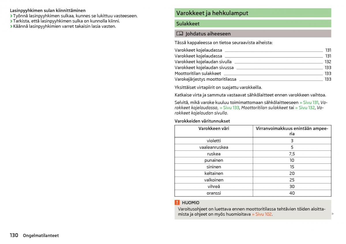 Skoda Citigo omistajan kasikirja / page 132