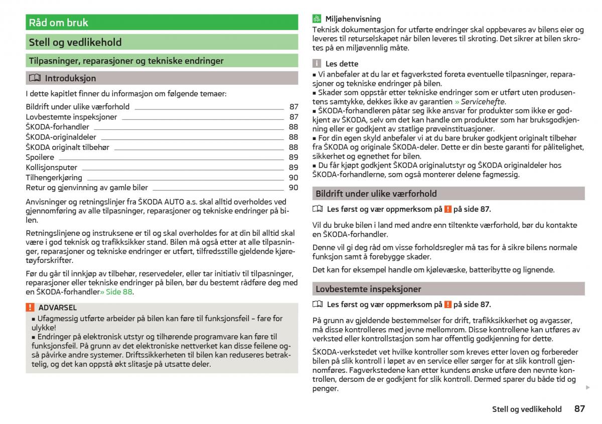 Skoda Citigo bruksanvisningen / page 89