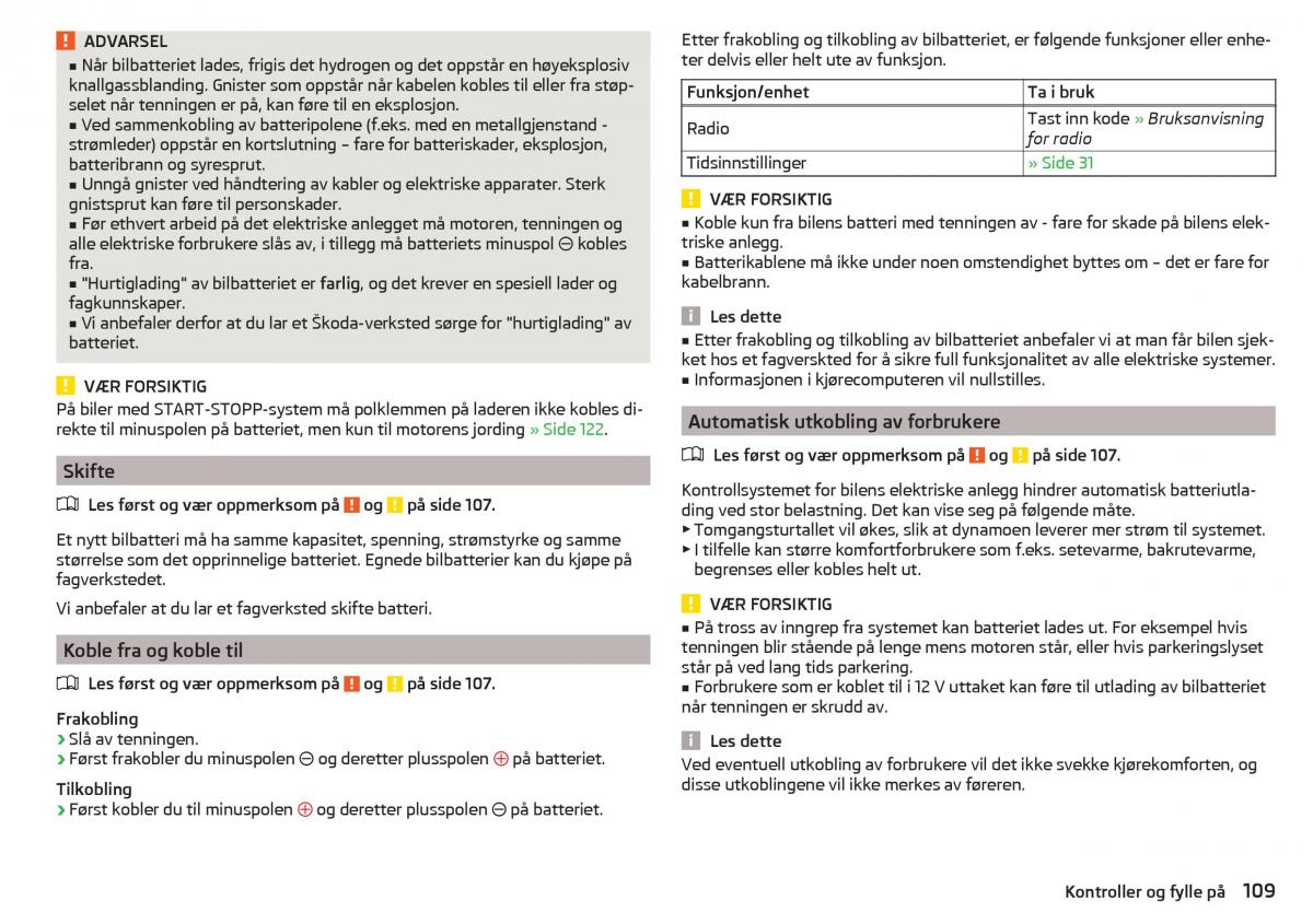 Skoda Citigo bruksanvisningen / page 111